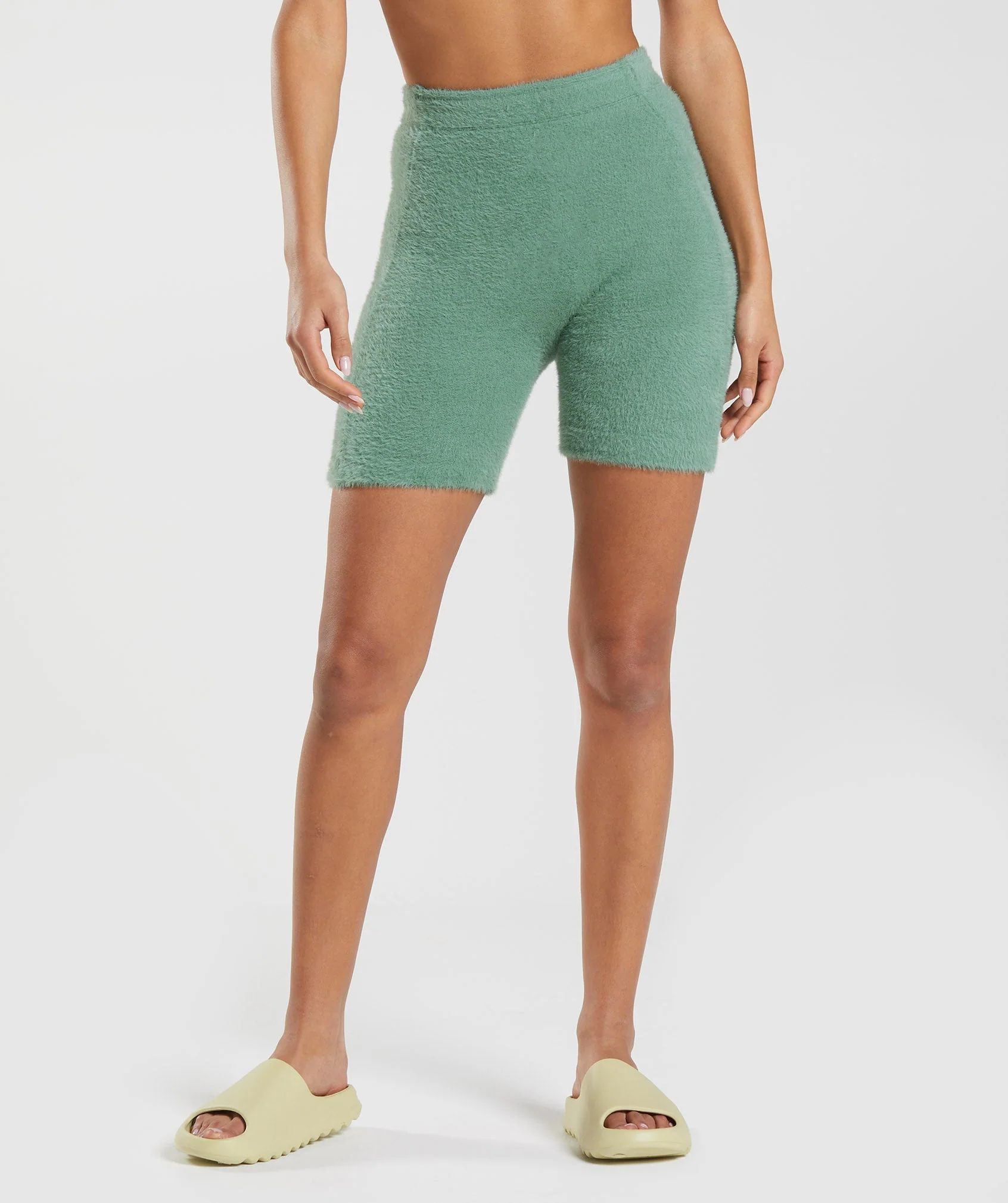 Gymshark Whitney Eyelash Knit Shorts - Leaf Green | Gymshark US