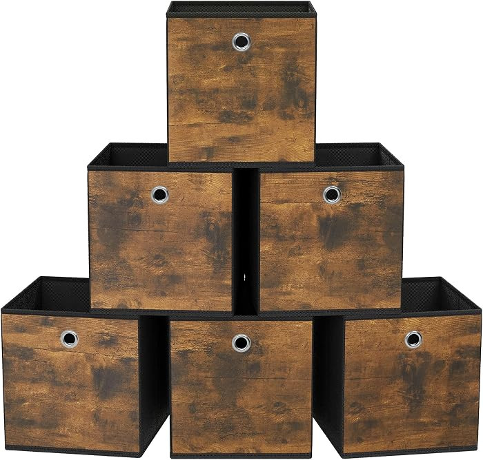 SONGMICS Storage Cubes, Set of 6 Storage Bins with Handles, Foldable Oxford Fabric and Non-Woven ... | Amazon (US)