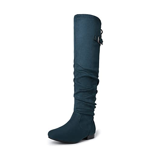 DREAM PAIRS Women's Suede Over The Knee Thigh High Winter Boots,Size 5.5,Blue,COLBY | Amazon (US)