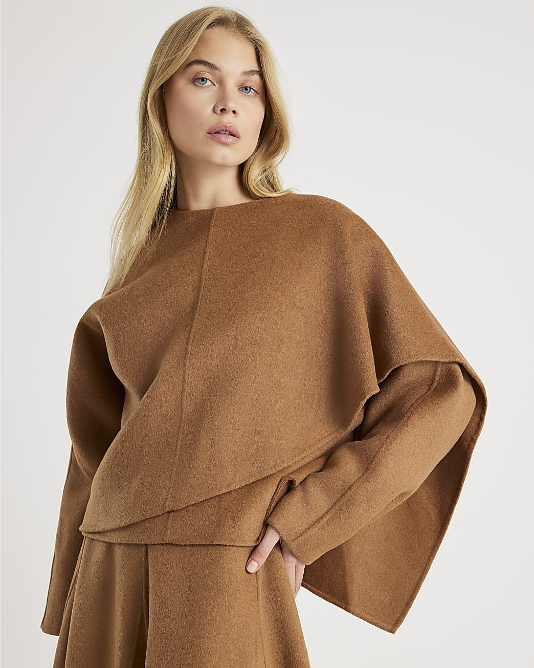 Brown Premium Wool Blend Scarf Top | River Island UK & IE