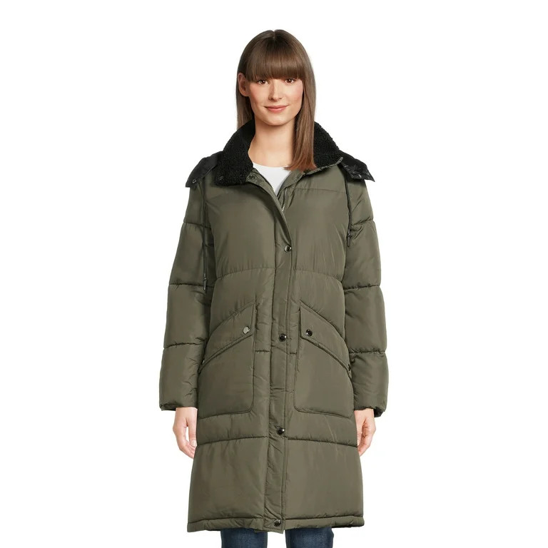 Big Chill Women's and Women's Plus Heavy Maxi Coat with Boucle Collar | Walmart (US)
