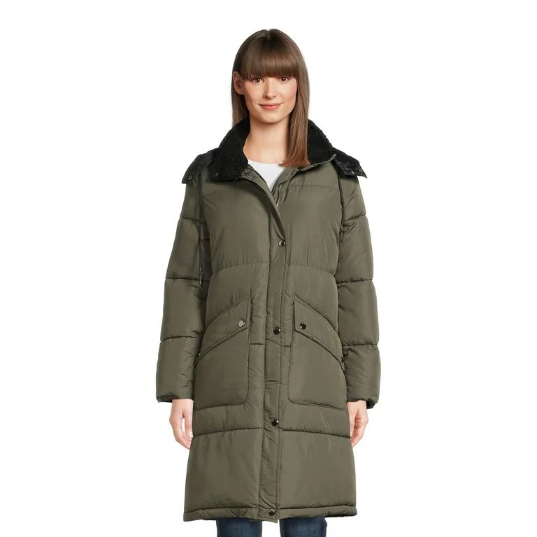 Big Chill Women's and Women's Plus Heavy Maxi Coat with Boucle Collar | Walmart (US)