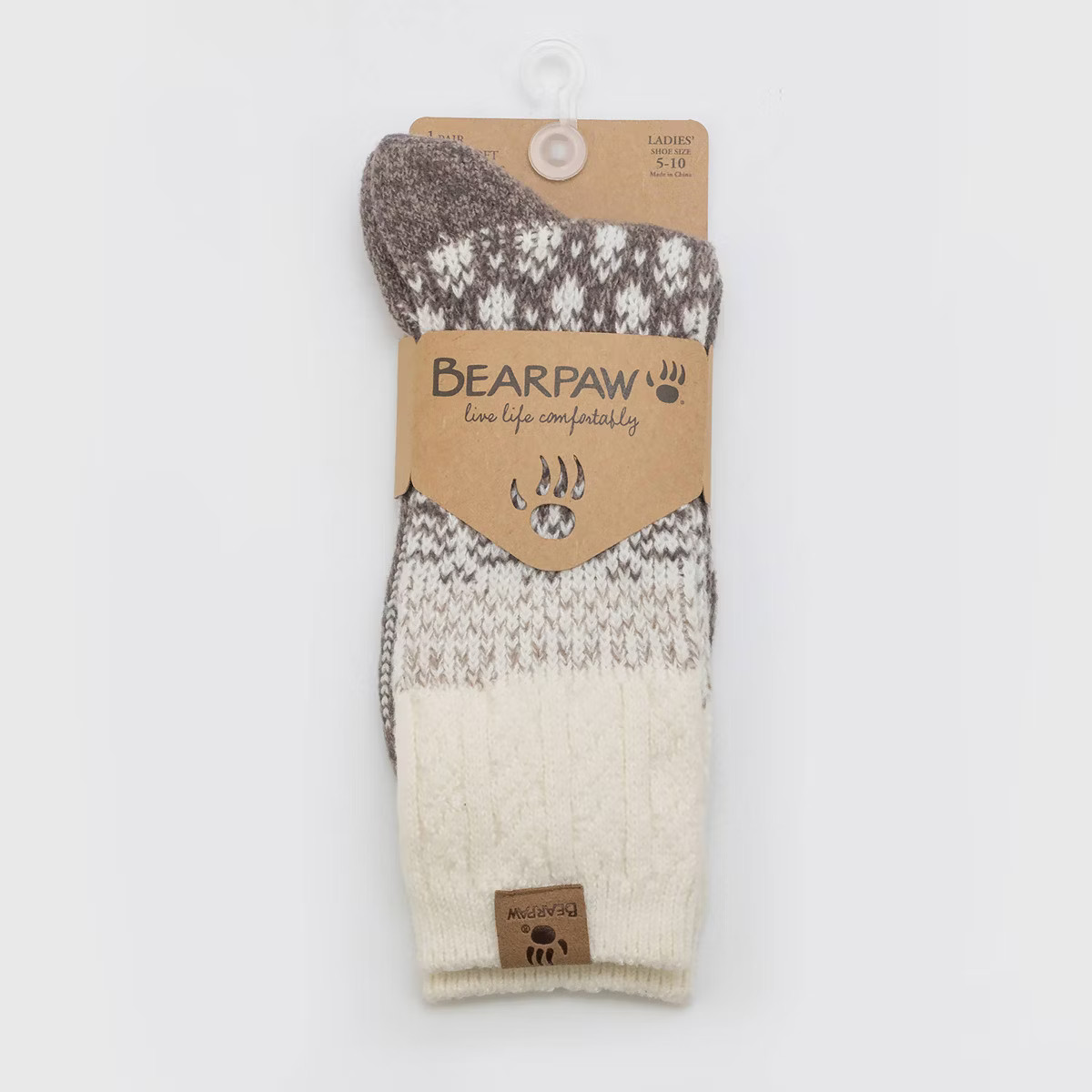 Bearpaw Boot Crew Socks Fairisle & Cable Color 1pk - Black Coffee | Target
