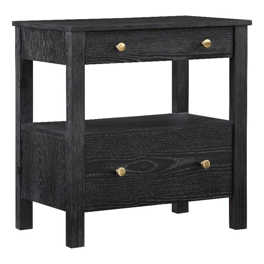 Delano Black Finish Wood 2-Drawer Modern Storage Nightstand | Amazon (US)