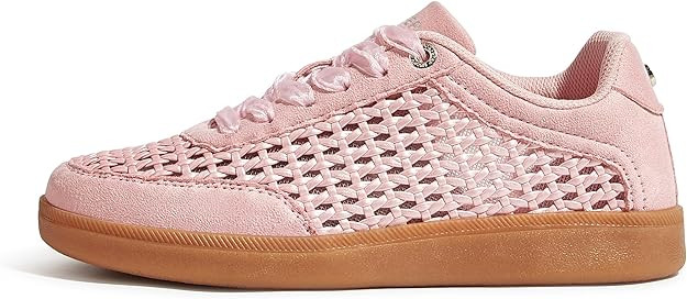 LUCKY STEP Women's Fashion Tennis Shoes Classic Retro Sneakers Casual Gum Sole Braided Raffia Str... | Amazon (US)