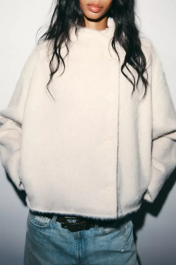 DOUBLE-BREASTED FAUX FUR JACKET | Zara UK