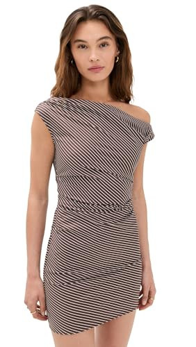 STAUD Women's Phare Mini Dress, Dark Oak Micro Stripe, 10 | Amazon (US)