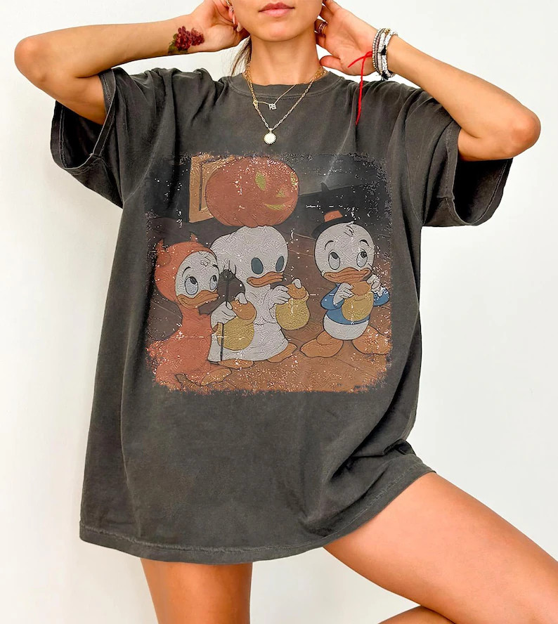 Disney Halloween Shirt, Huey Dewey Louie Trick or Treat Tee, Vintage Donald Duck Nephews Spooky S... | Etsy (Global)