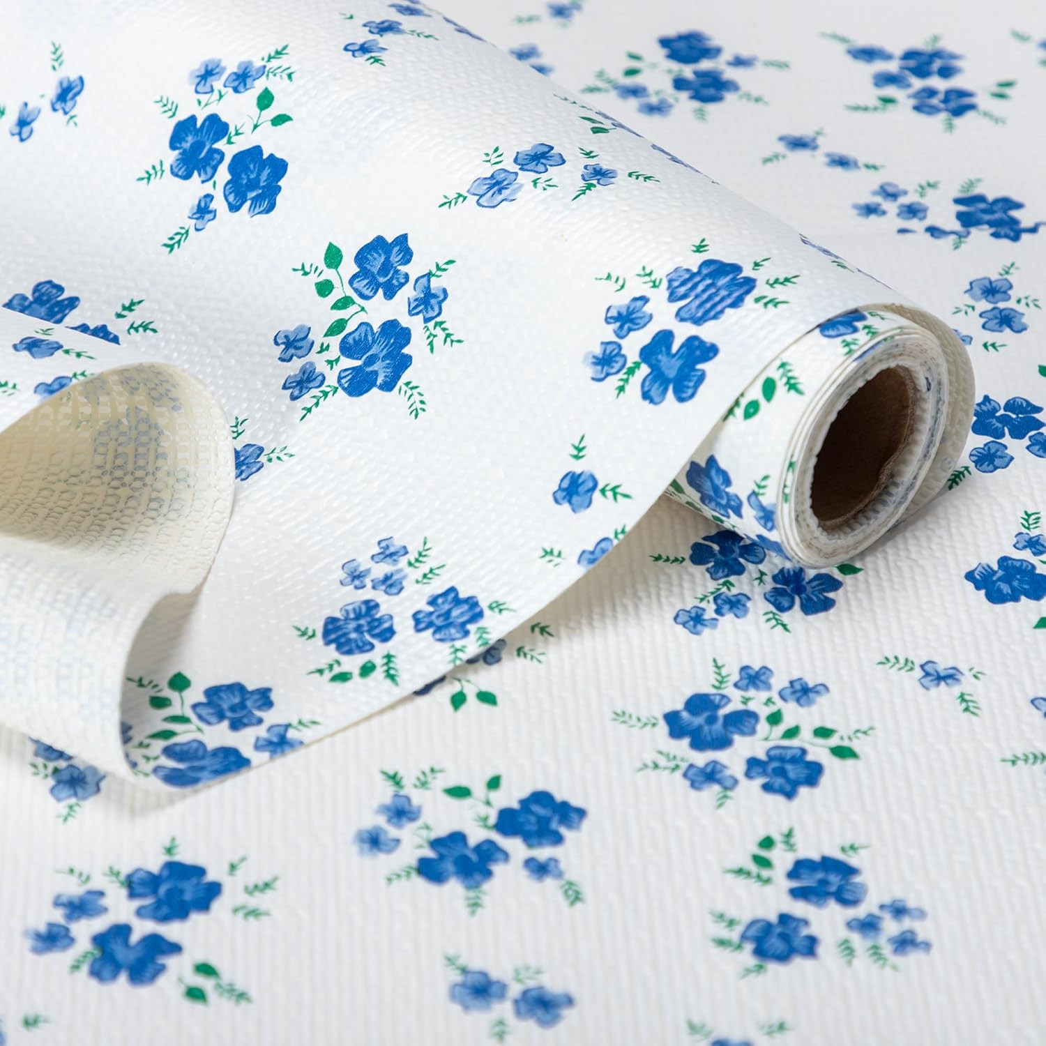 Shelf Liner, Non Adhesive Blue Floral Kitchen Cabinet Liner for Pantry Drawer Vanity, Strong Grip... | Amazon (US)