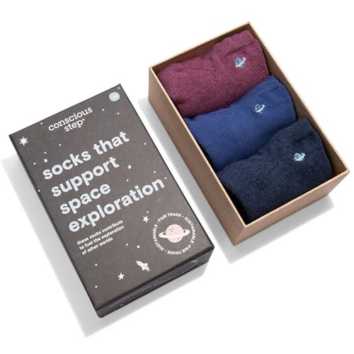 Conscious Step Women's Fair Trade Organic Cotton Ankle Socks | 3 Pack Multicolor Socks Size US Womens 5-9 | Every Pair Helps Support our Partner The Planetary Society | Amazon (US)