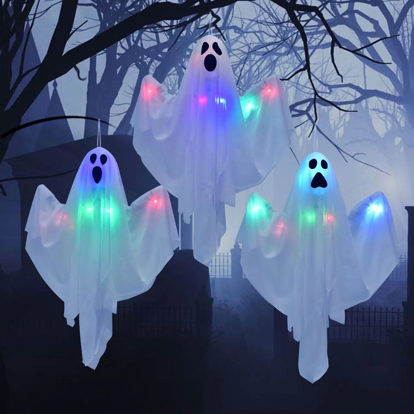 Hanging Ghost Halloween Lights, Cute Halloween Decorations, Halloween Lights Outdoor, Hanging Gho... | Walmart (US)