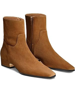 Coutgo Womens Booties Low Heel Ankle Boots Square Pointed Toe Chunky Heel Side Zipper Dressy Fall... | Amazon (US)