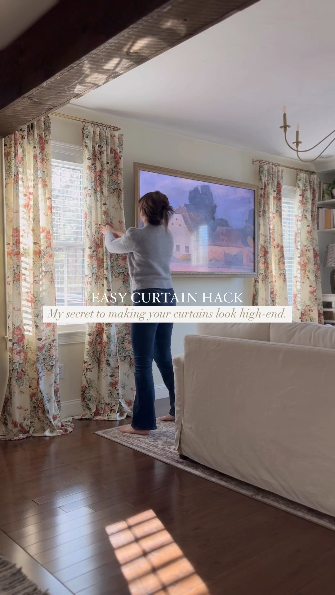 An easy curtain hack that will make your tab top or rod pocket curtains look high-end.

#LTKWatchNow #LTKFindsUnder100 #LTKHome