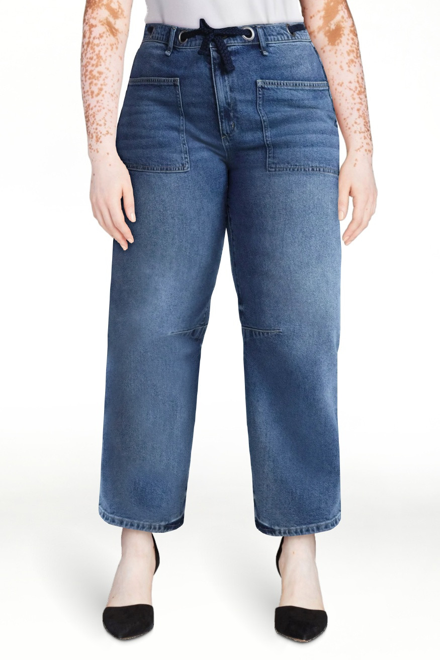 Scoop Women's and Women’s Plus High Rise Darted Barrel Jeans with Rope Belt, Sizes 0-26W | Walmart (US)