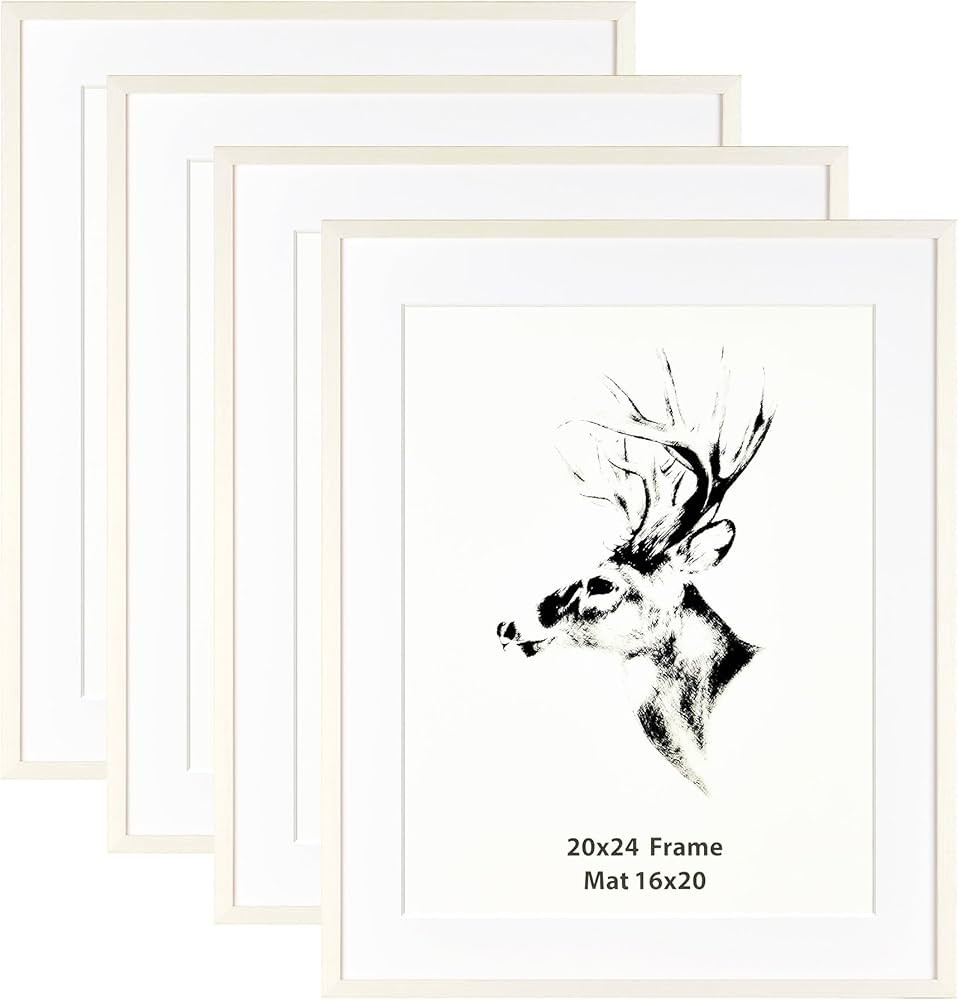 Yaetm 20x24 White Picture Frame with Mat for 16x20 Set of 4, Solid Wood Poster Frame 20 x 24 inch... | Amazon (CA)