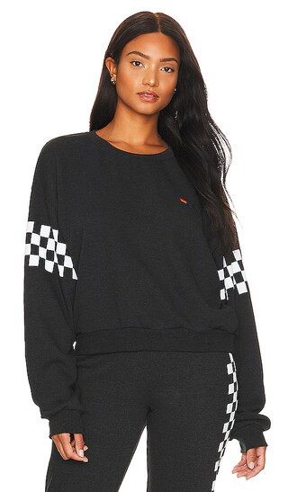 Check 2 Sleeve Relaxed Sweatshirt in Black | Revolve Clothing (Global)