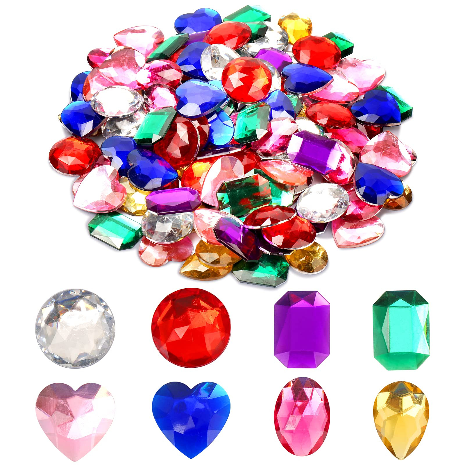 1" Jewels for Crafting Assorted Colorful Flat Back Heart Shaped Jewel Gems Acrylic Rhinestones fo... | Amazon (US)