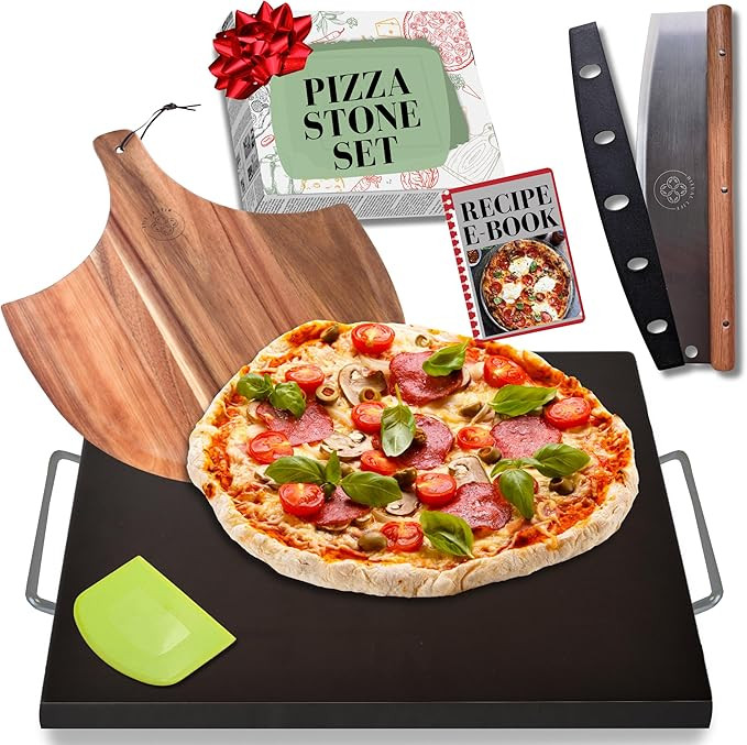 Reversible Pizza Stone for Oven - Pizza Stones for Grill - Bread Baking Stone - 15 inch Ceramic P... | Amazon (US)