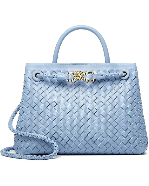 Woven Bag for Women Crossbody Handbag: Vegan Leather Small Tote Purse Trendy Shoulder Handbag Bow... | Amazon (US)