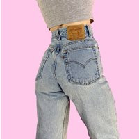 Vintage 90S Levi's 550 High Waist Tapered Leg Relaxed Fit Light Medium Wash Mom Jeans W29 | Etsy (US)