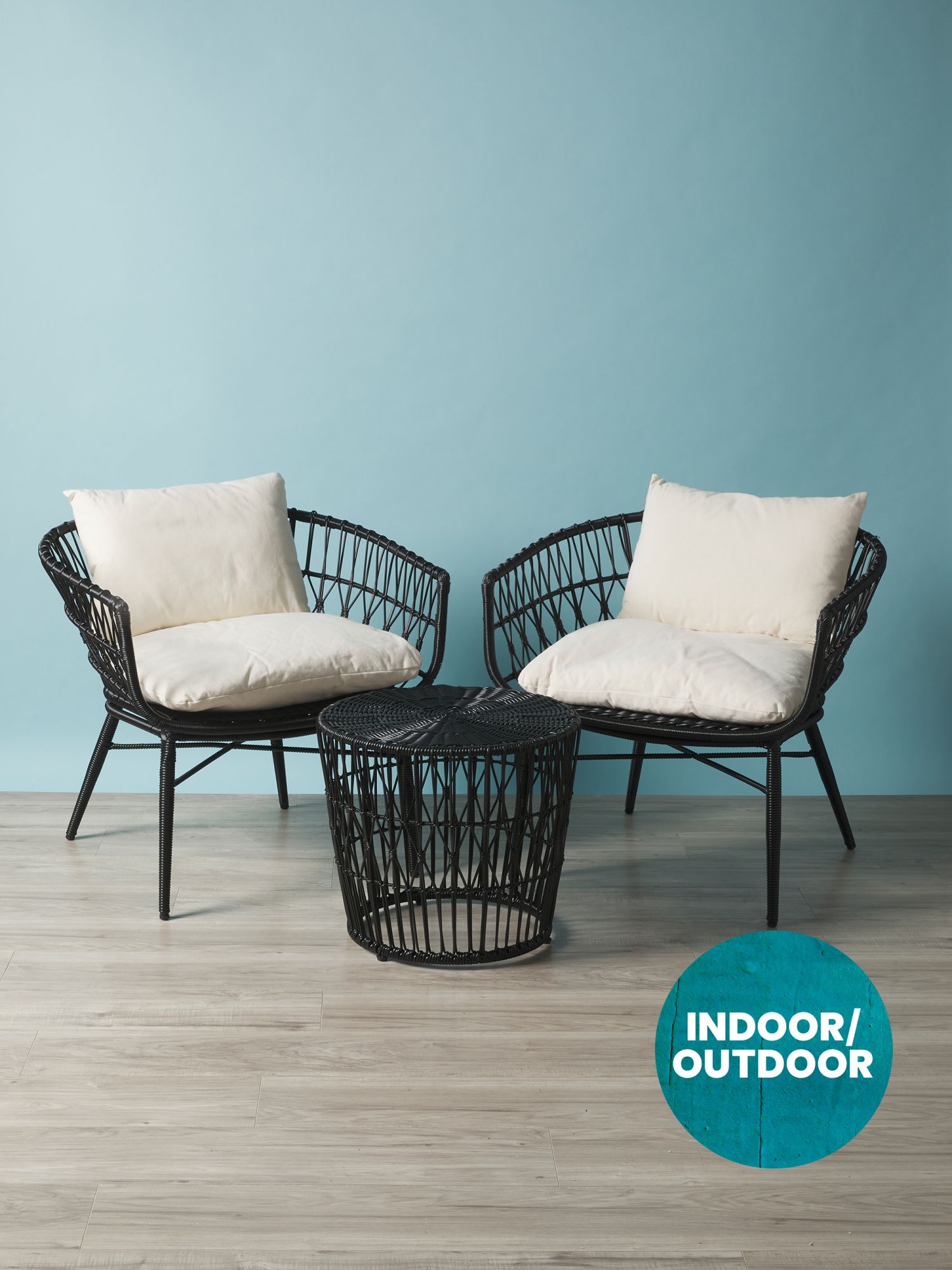 3pc Indoor Outdoor Resin Wicker Chair And Table Set | Outdoor | HomeGoods | HomeGoods