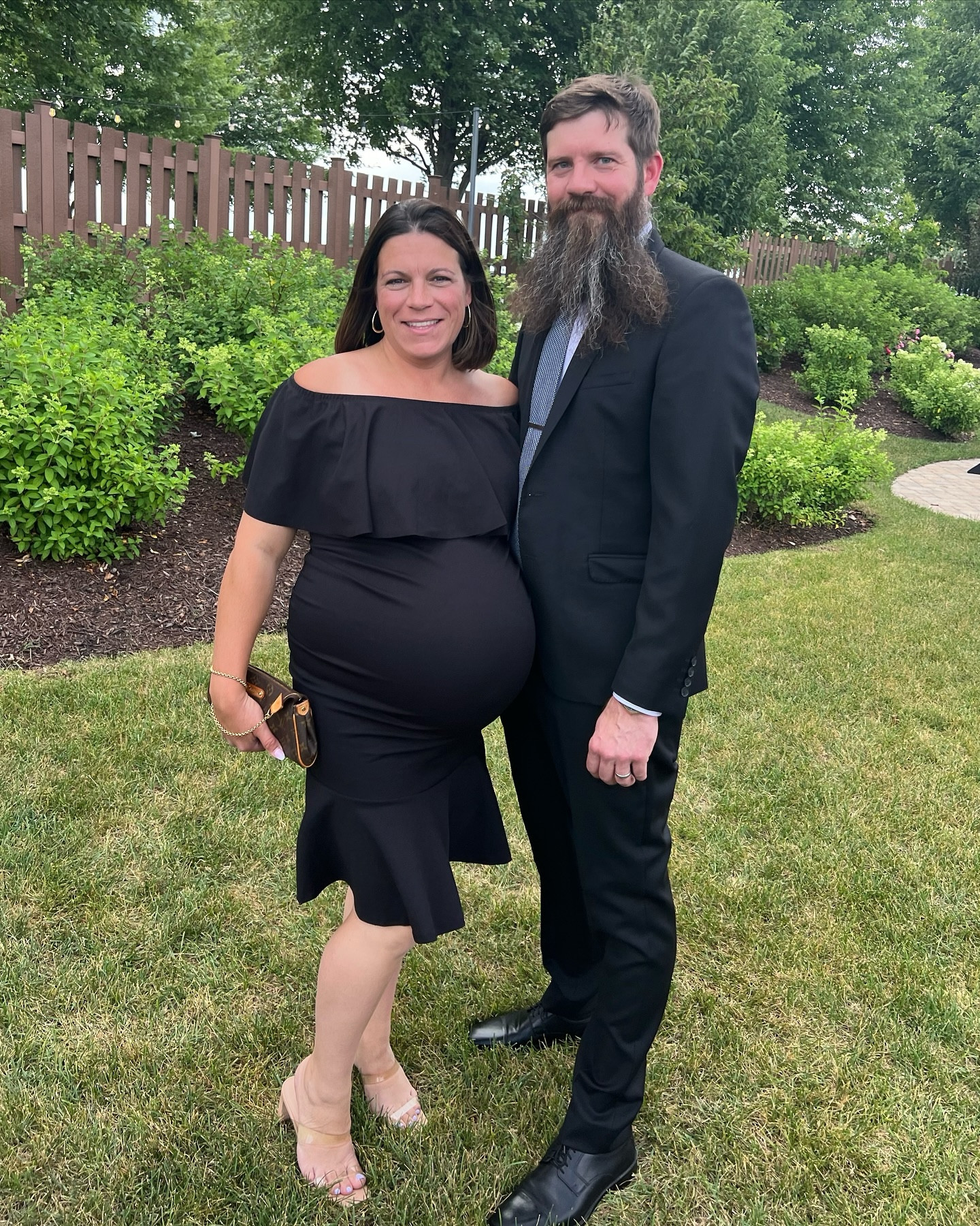 Wedding guest maternity off the shoulder dress! Loved wearing this to our cousins wedding, felt beautiful while 39 weeks pregnant! 

#LTKFindsUnder100 #LTKBump #LTKBaby