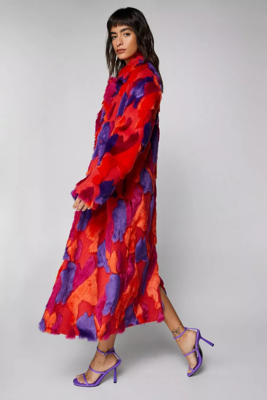 Faux Fur Patch Oversized Coat | Nasty Gal US