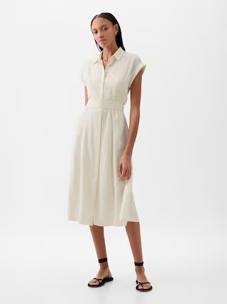 Linen-Blend Midi Shirtdress | Gap (US)