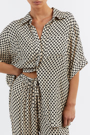 MAE BLACK/CREAM GEO VACATION SHIRT | DISSH