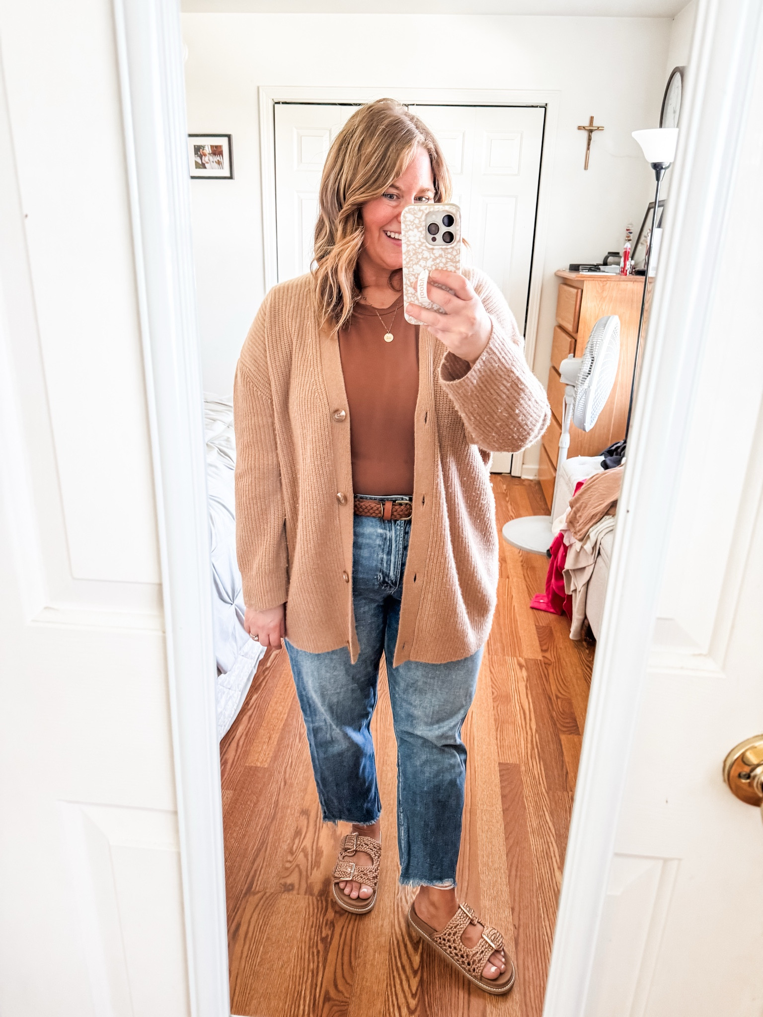 Wearing a large in my cardigan, XL in my tee and a 14 x short in my jeans. 

#LTKSeasonal #LTKPetite #LTKMidsize