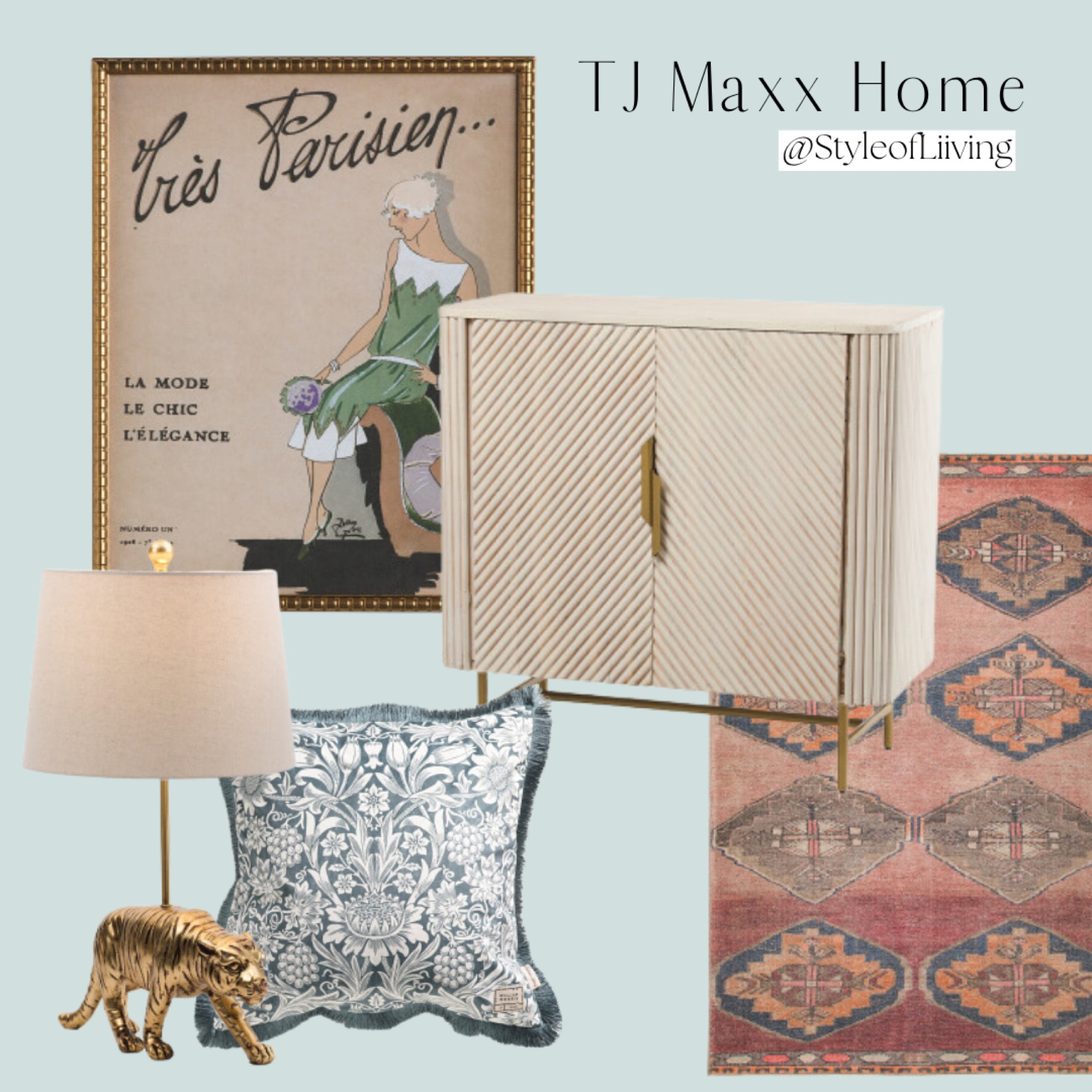 TJ Maxx home! Cabinet, area rug, throw pillow, table lamp, Parisian framed art print poster.

#LTKFamily #LTKHome #LTKStyleTip