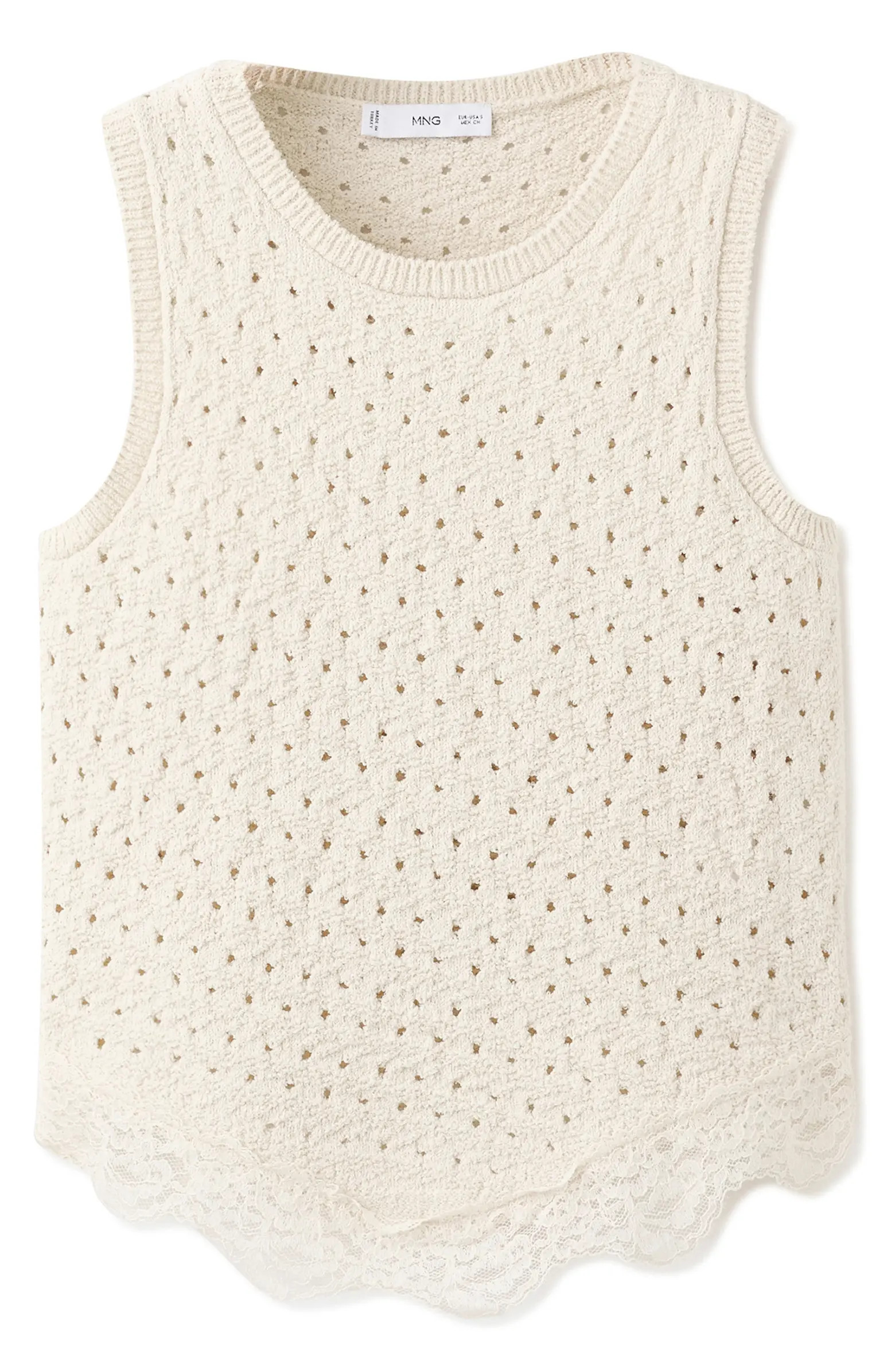 Gala Lace Trim Sleeveless Pointelle Sweater | Nordstrom