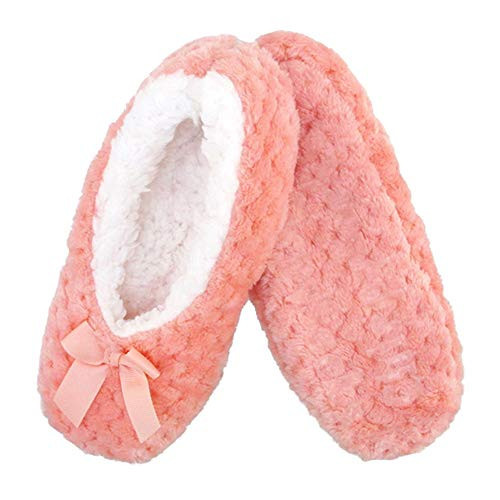 BambooMN Adult Super Soft Warm Cozy Fuzzy Soft Touch Slippers Non-Slip Lined Socks, Pink, Small 1 Pair | Amazon (US)