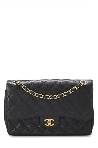 Chanel, Pre-Loved Black Quilted Caviar New Classic Double Flap Jumbo, Black | Amazon (US)