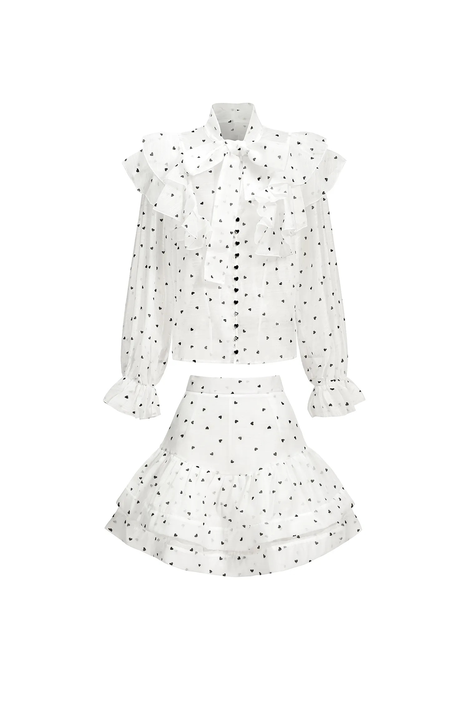 Walda Long Sleeves Dot Printed Folds Two-Piece Set | Bellabarnett Affiliate Marketing