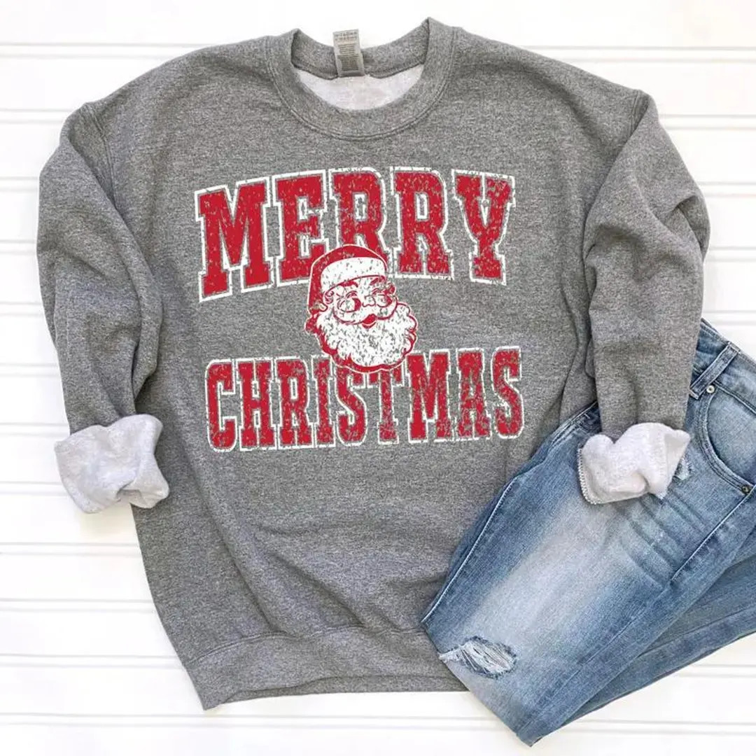 Merry Christmas Santa Sweatshirt: Unisex Holiday Season Shirt - Etsy | Etsy (US)