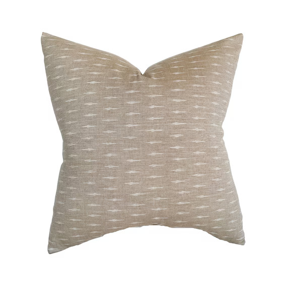 Rowan | Soft Brown Ikat Pillow Cover | Earthy Taupe Light Brown Designer Fabric | Neutral Home | ... | Etsy (US)