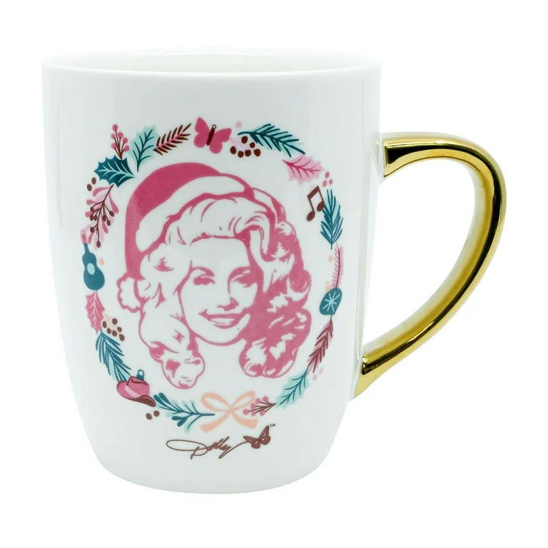 Dolly Parton 12 Ounce White Ceramic Mug with Gold Handle Featuring Her Iconic Face - Walmart.com | Walmart (US)