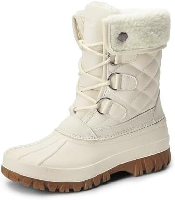 DREAM PAIRS Womens Winter Snow Duck Boots,Waterproof Mid Calf Anti-slip Stability Lace Up Faux Fu... | Amazon (US)