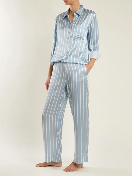 Striped wide-leg silk-satin pyjama trousers | Asceno | Matches (UK)