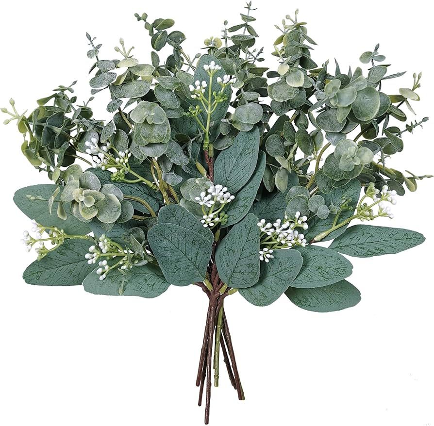 Mixed Eucalyptus Leaves Stems Bulk Artificial Eucalyptus Leaves Sprays Faux Oval Eucalyptus Leave... | Amazon (US)