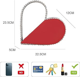 Cute Mini Heart Shape Evening Clutch Bag, Rhinestone Diamond Frame Wedding Party Purse Handbag fo... | Amazon (US)