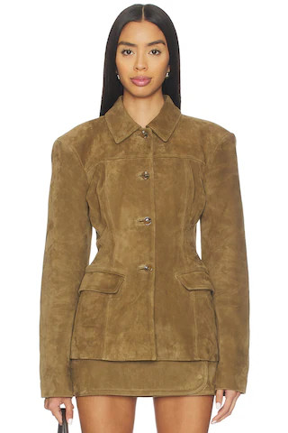 EAVES x Coco Aina Suede Cinched Jacket in Toffee from Revolve.com | Revolve Clothing (Global)