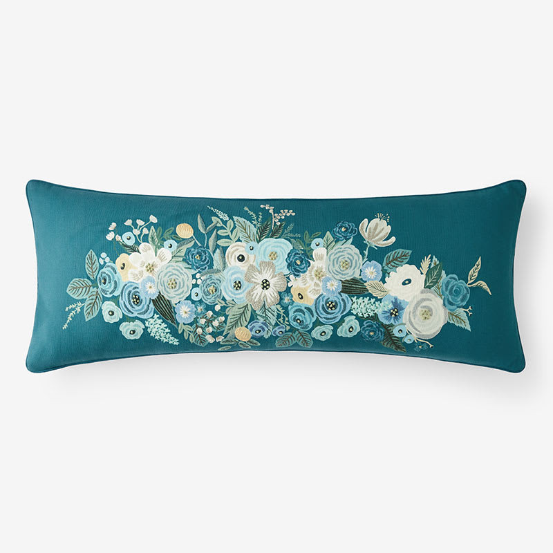 Garden Party Decorative Lumbar Pillow Cover - Blue Multi | The Company Store