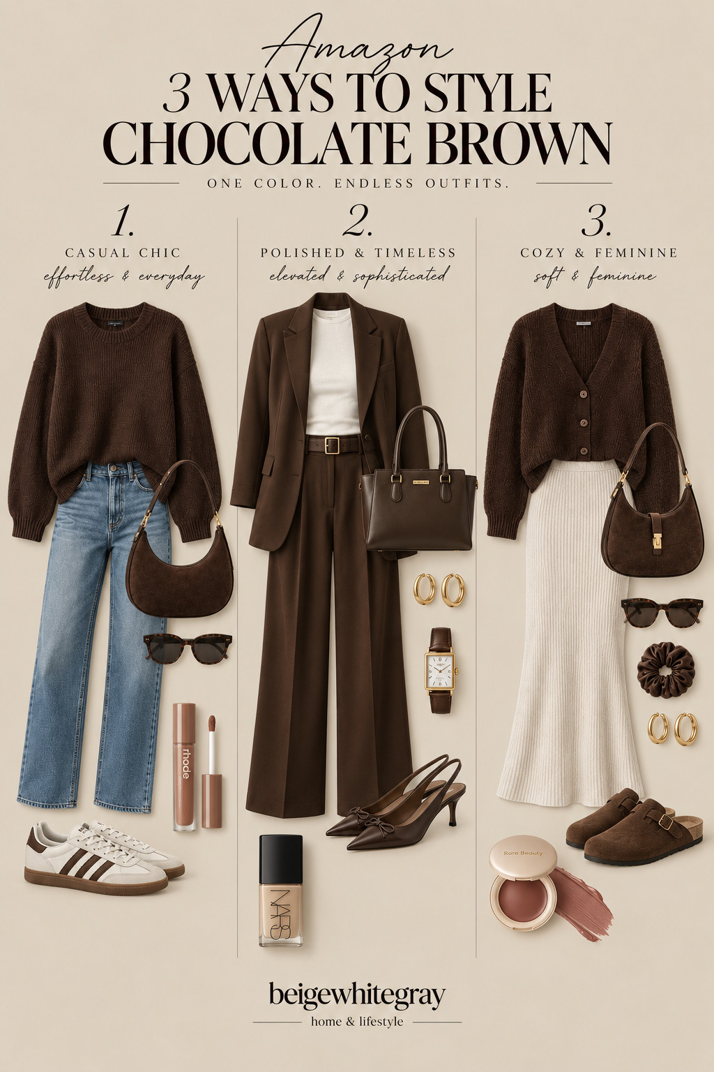 Chocolate brown outfits are always a win! Check out these easy styles to try today. #BrownBabe #OOTD