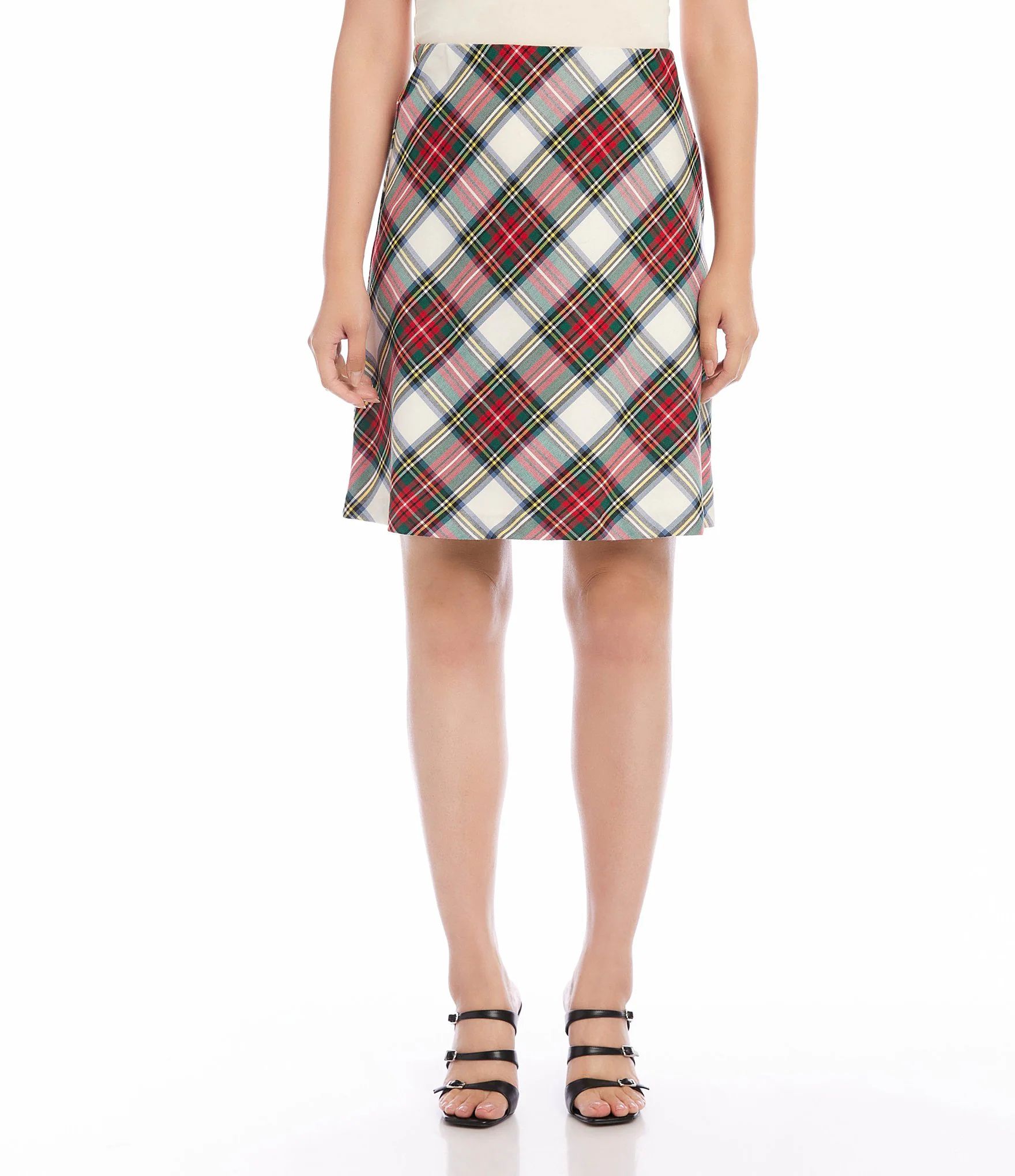Woven Tartan Plaid Print Bias Cut Pull-On Pencil Skirt | Dillard's