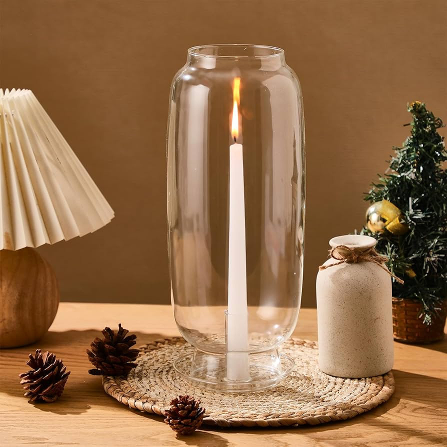 Leinuosen Hurricane Glass Candle Holder Clear Glass Flower Vase Clear Candlestick Holder for Tape... | Amazon (US)