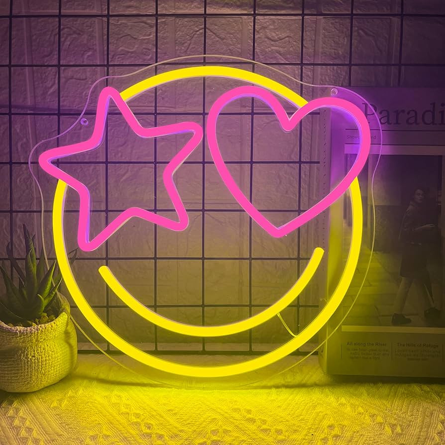 Smile Face Neon Sign Dimmable Smiley Face Led Neon Signs for Wall Decor, USB Powered Happy Face N... | Amazon (US)
