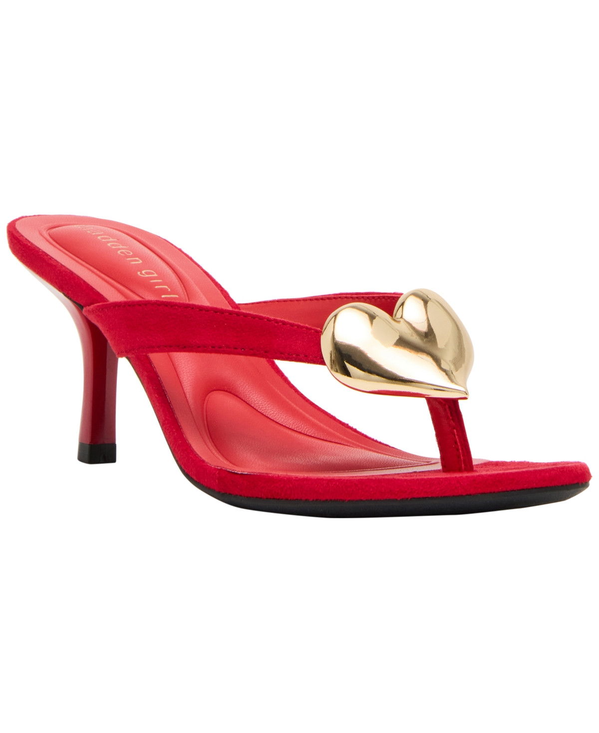 Madden Girl Women's Heartbeat Embellished High-Heel Thong Sandals - Red | Macy's