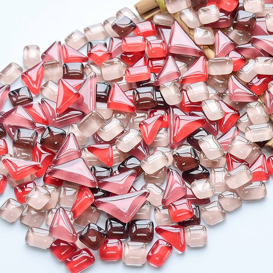 200g Glass Square Triangle Rectangle Mosaic Tiles for Crafts, Colorful Stained Glass Pieces for M... | Amazon (US)